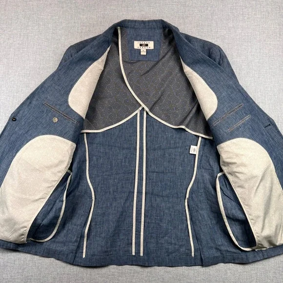 Joseph Abboud Linen Sport Coat Blazer Jacket Men Medium Blue Lightweight Coastal - Picture 6 of 14